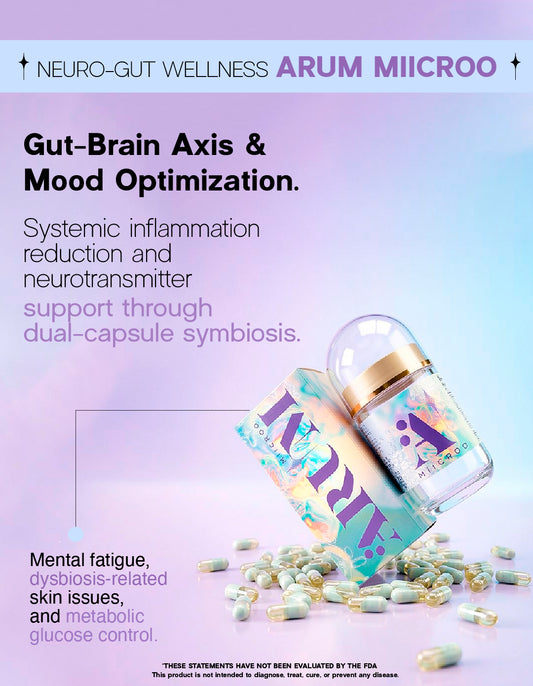 ARUM MIICRO Dual Capsule Synbiotic | 13 Probiotic Strains + Omega 3 + Prebiotic | Gut-Brain Axis