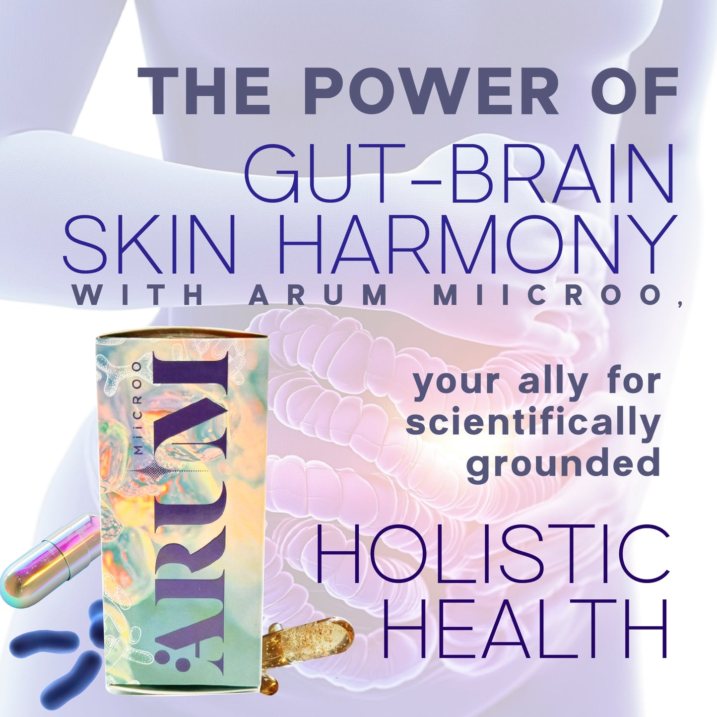 ARUM MIICRO Dual Capsule Synbiotic | 13 Probiotic Strains + Omega 3 + Prebiotic | Gut-Brain Axis