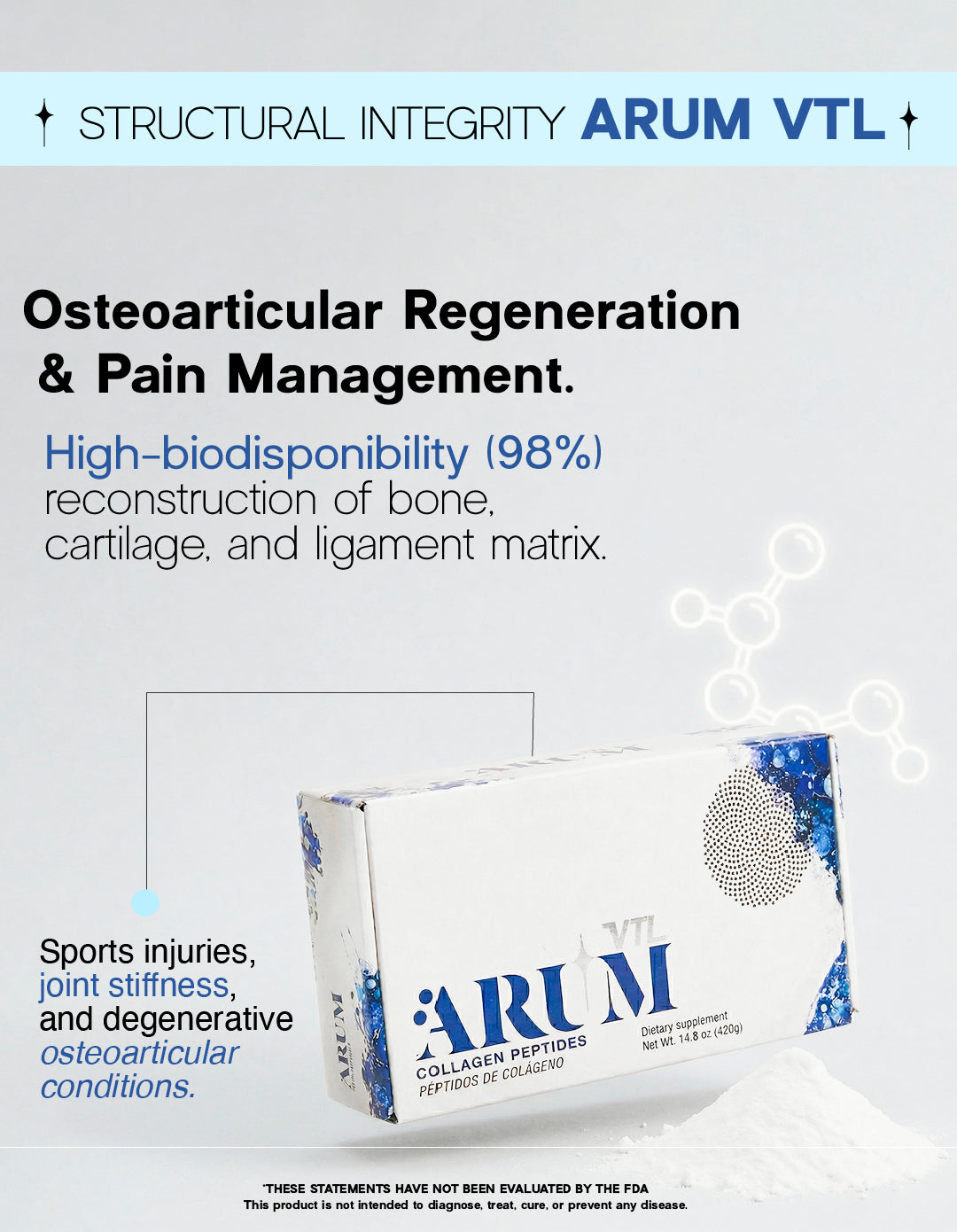ARUM VTL German Collagen Peptides for Joints, Bones & Muscles | 98% Bioavailability