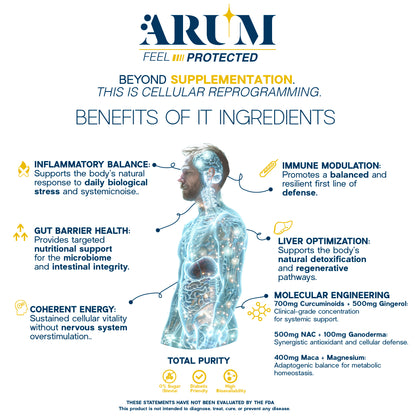 ARUM DFS  Advanced Immune & Anti-Inflammatory Support | Turmeric, Ganoderma, NAC