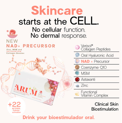 ARUM LIFE | Clinical Oral Biostimulator 🧬 | NAD⁺ Precursor + Verisol® Collagen + Oral Hyaluronic Acid | 30 Sachets — Professional Grade