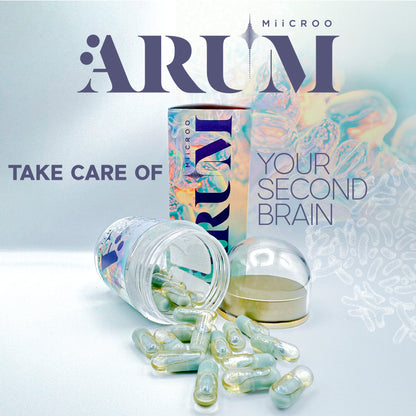 ARUM MIICRO Dual Capsule Synbiotic | 13 Probiotic Strains + Omega 3 + Prebiotic | Gut-Brain Axis